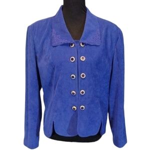 VINTAGE Leslie Fay Double Breasted Faux Suede Jacket